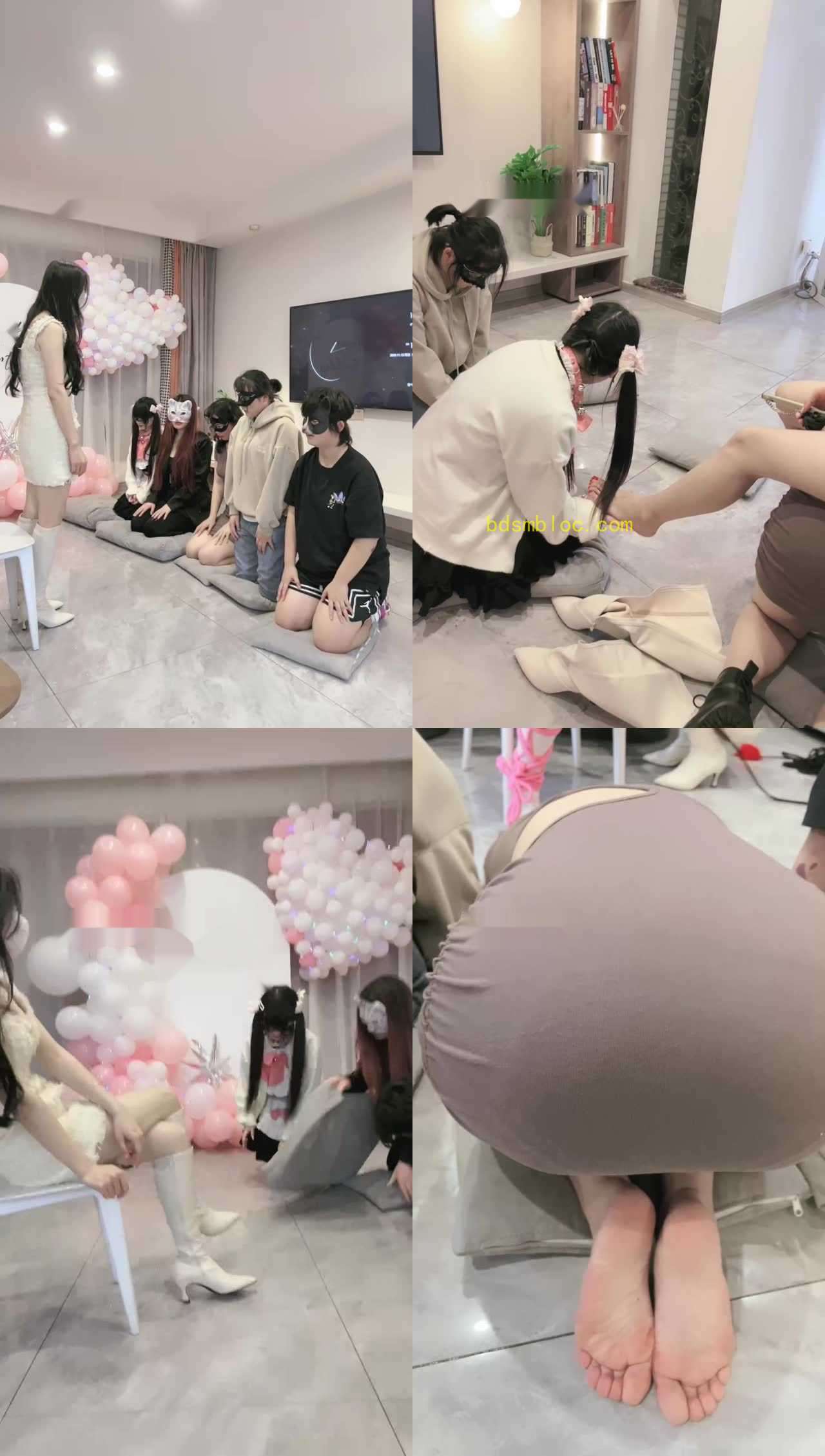 【时安】劲爆-1主VS5母畜群调/鞭打/物化坐垫/捆绑【完整版】