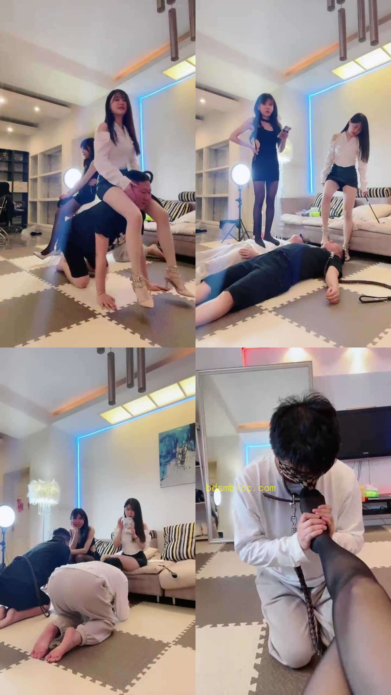 【伊晨】姐妹花圈养狗兄弟/黑丝诱惑调【双视角版】