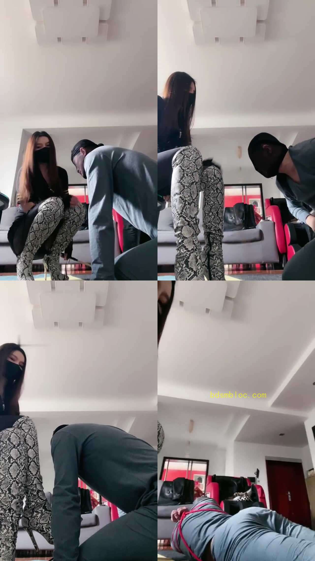 【苏州十三姨】蛇皮长靴虐打带伤贱狗