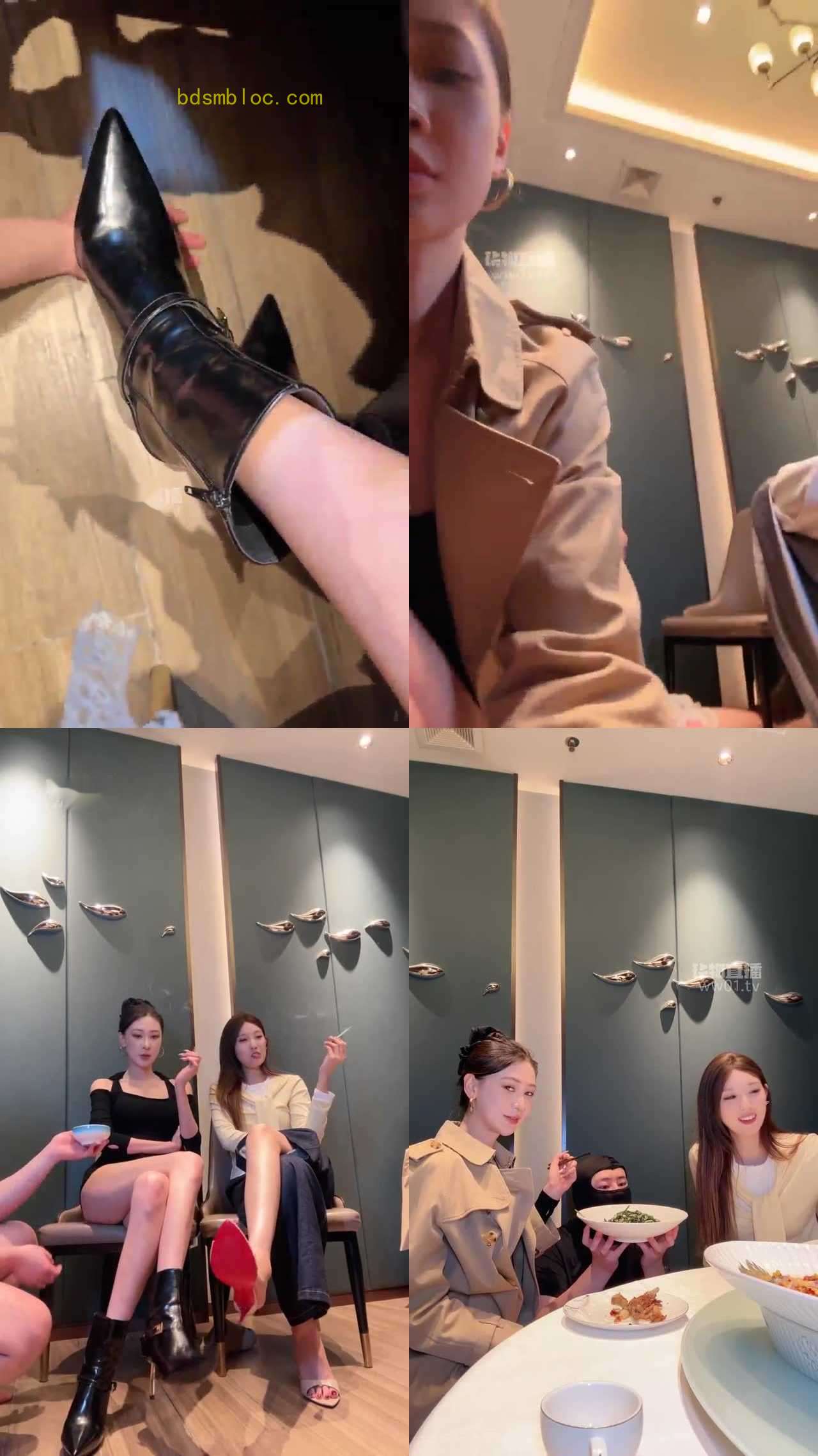 【艾琳】和闺蜜餐厅调教恋鞋变态
