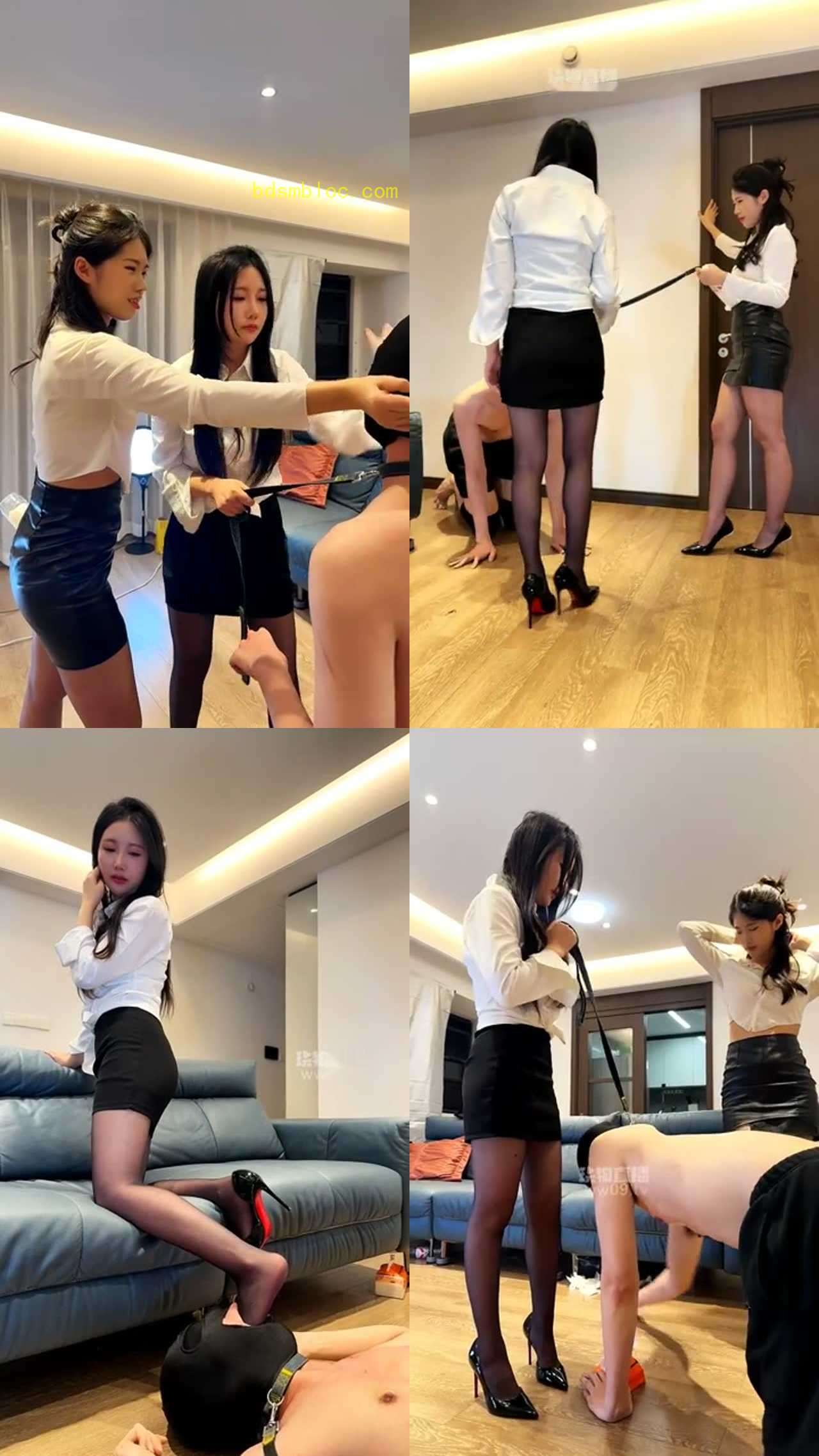 【车厘子】顶级女神带素人闺蜜调教 暴打耳光高跟鞋跟虐乳黑丝美脚舔脚深喉全体重高跟踩踏