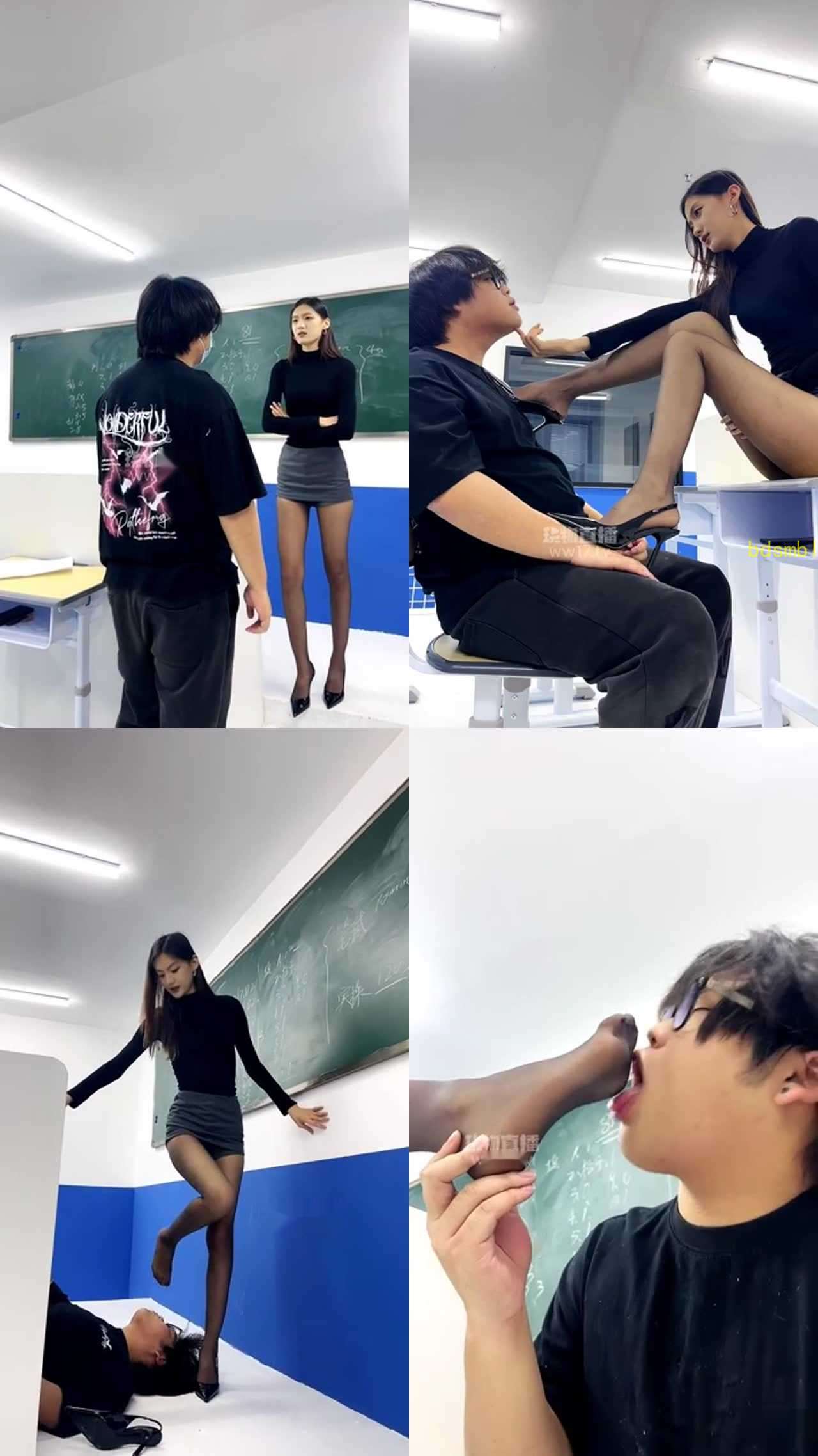 【Da猫】剧情 留堂差生被性感黑丝老师教训调教