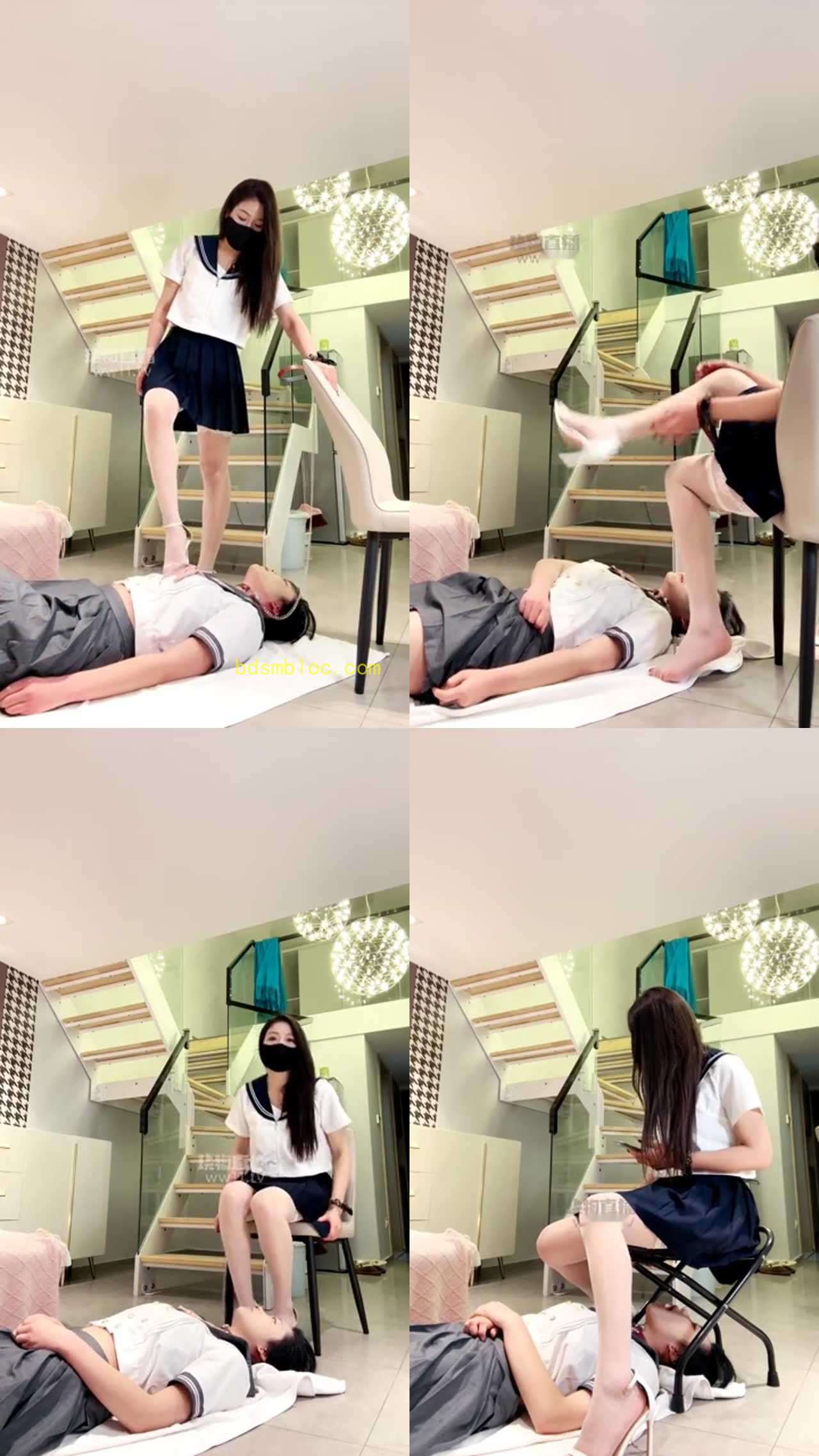 【晨颜】调教母狗女奴 高跟 丝足全体重爆踩 惨叫不断 舔脚深喉赏赐圣水