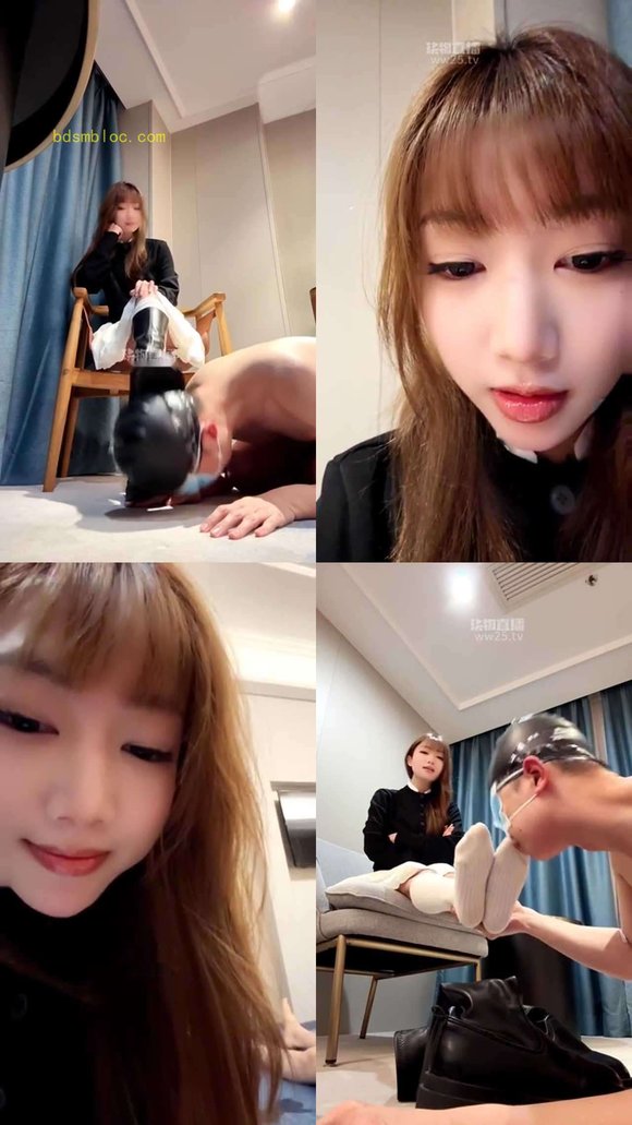 【米琦妙】调教恋足狗 长靴清理踩踏玩乳美脚除臭舔脚
