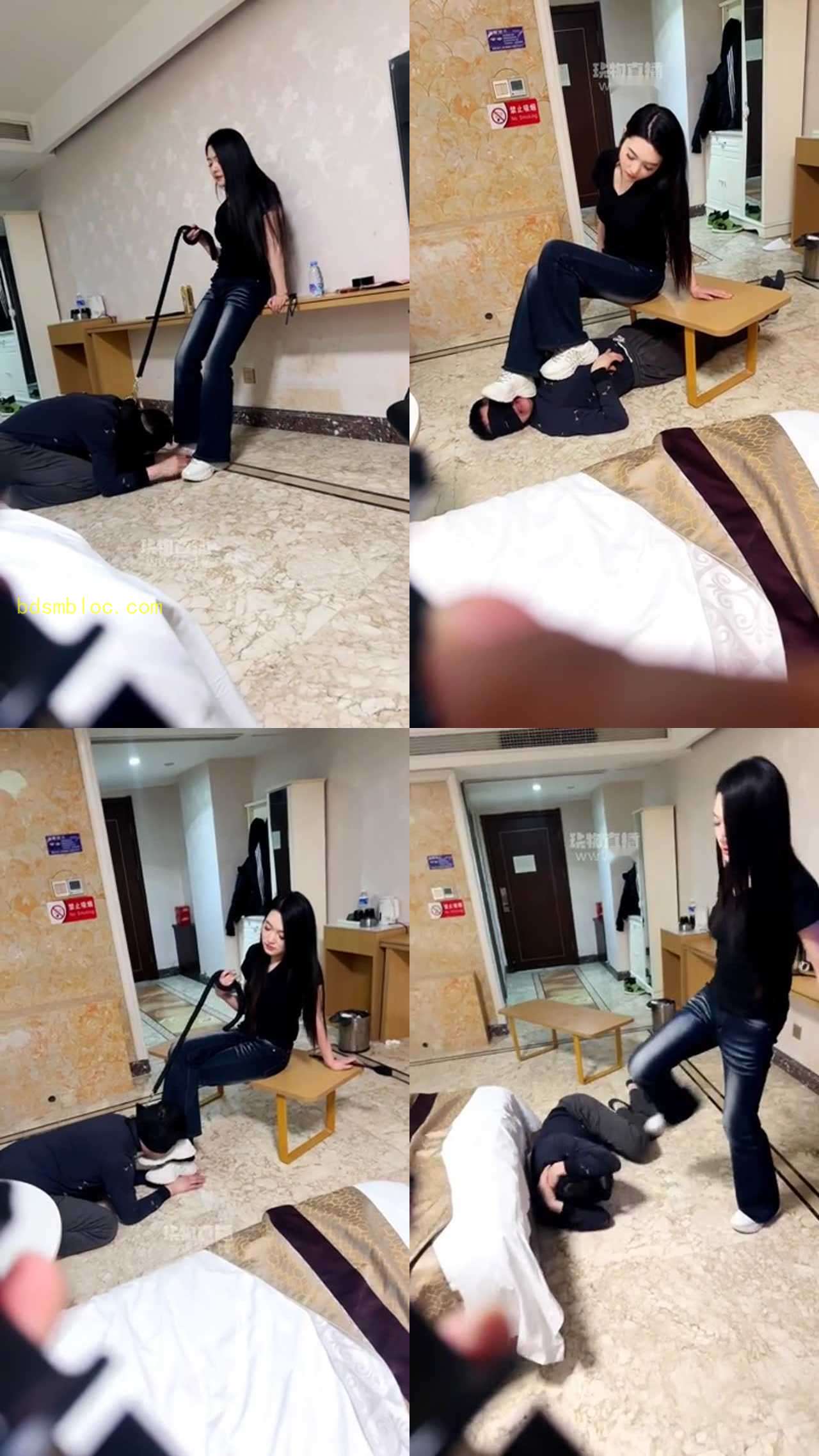 【泡泡】超狠踢踹鞭打踩跺训狗 清理鞋底裸足深喉