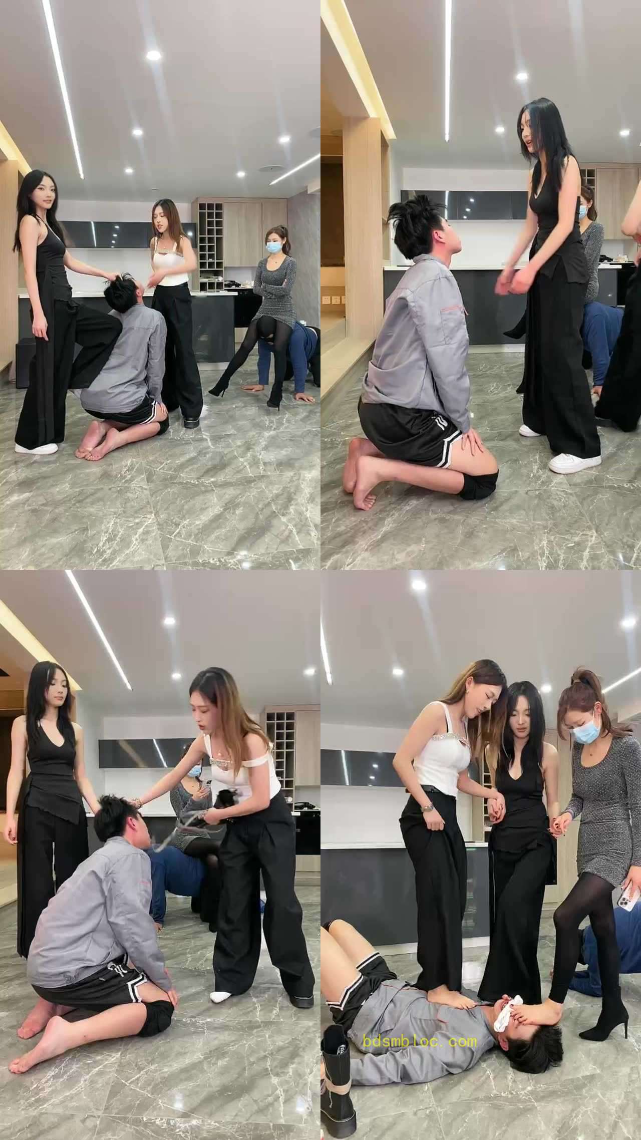 【麋鹿银儿】3女S天花板耳光踢头