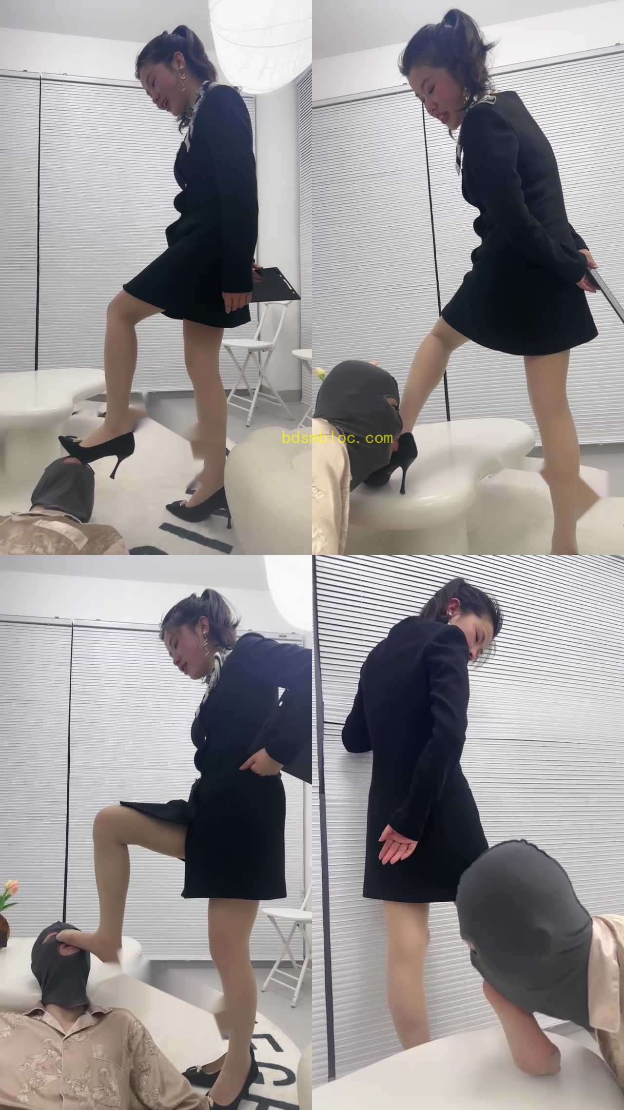 【狗哥】银行白领高跟踩狗舌-原味肉丝脚捂狗