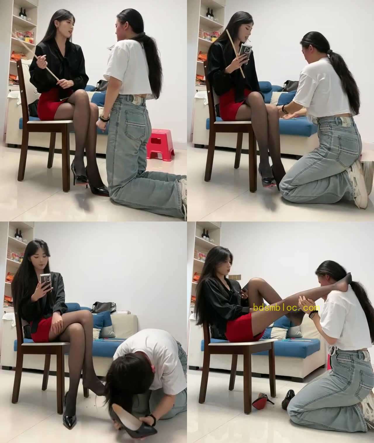 【未知女主】超美狠辣御姐暴力耳光 黑丝踩脸 脚深喉狠虐女奴