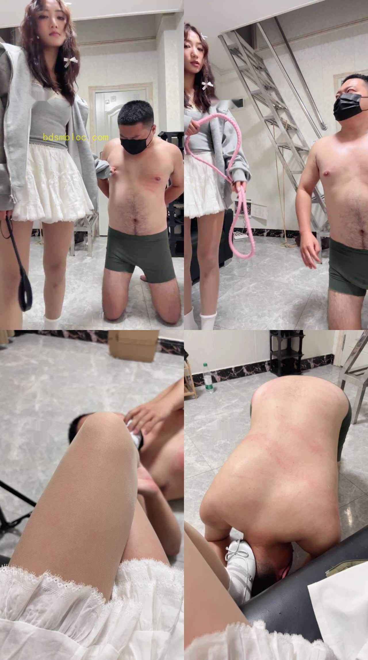 【米奇妙妙屋】小白鞋白袜虐-掐乳/重度鞭打抽耳光