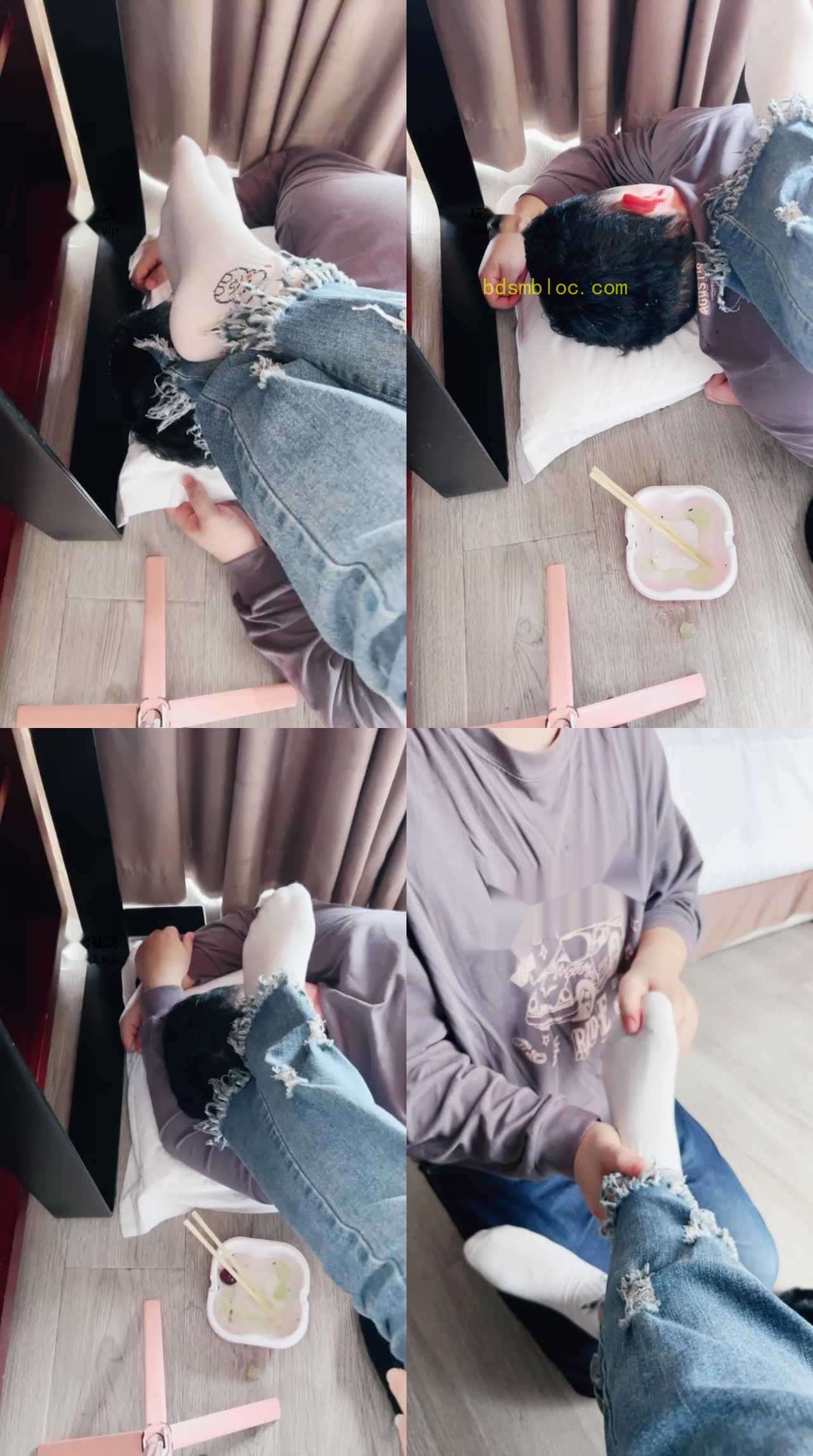 【苏儿】原味白袜脚下喂食